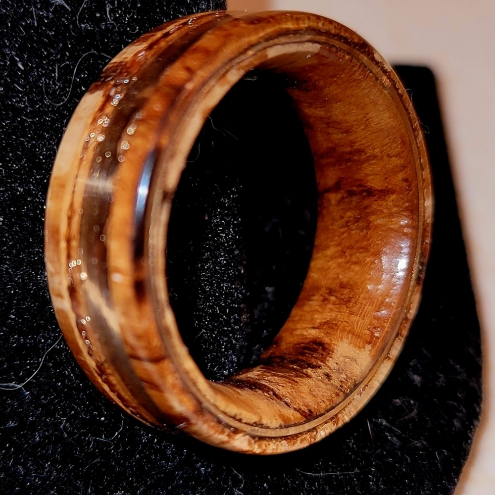One of a kind bronze and Pecan wood ring